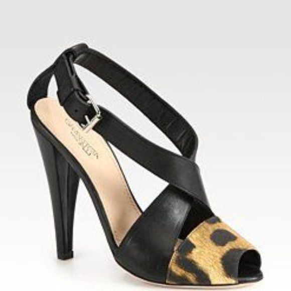 Giambattista Valli Leather/Canvas Leopard Heels